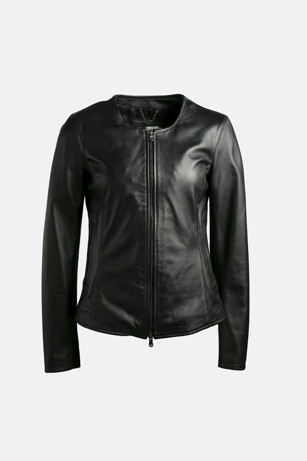 Irene Gold Neck Chanel Black Leather Jacket for Women