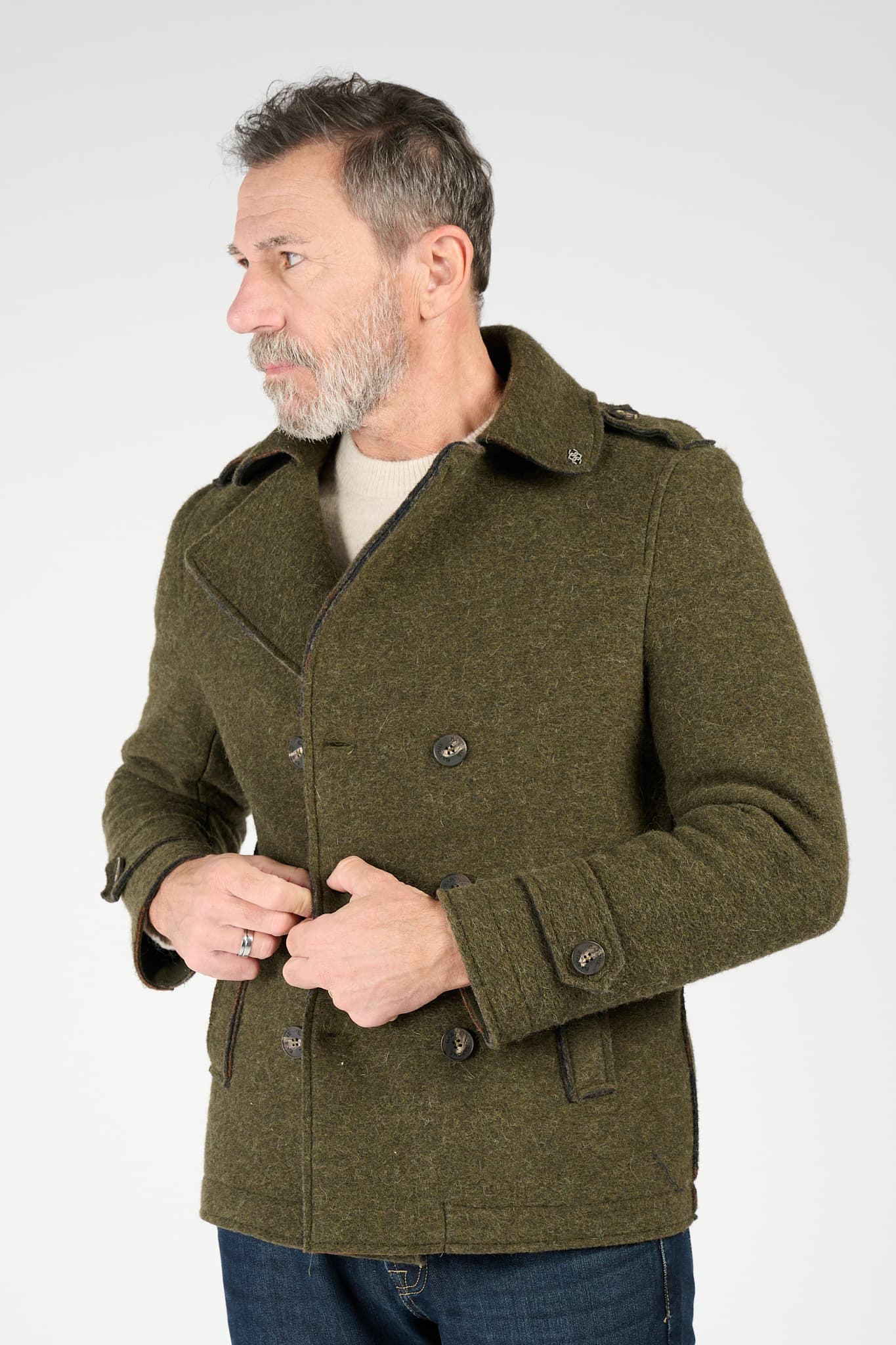 Cappotto Doppio Petto Uomo Misto Lana Made in Italy - Barone Firenze