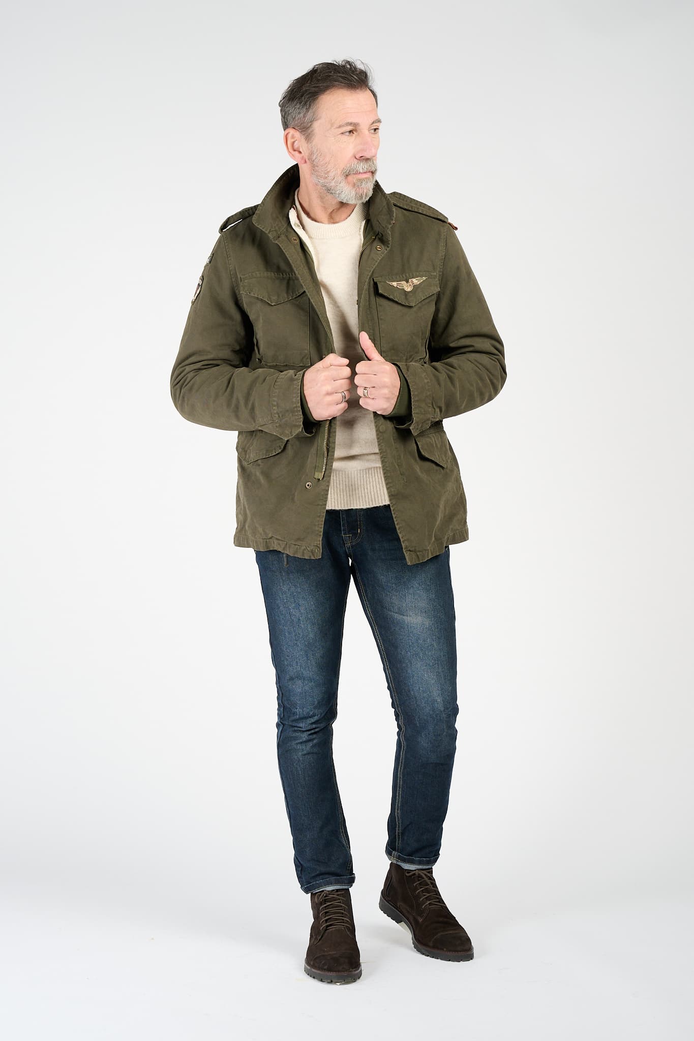 Parka Uomo Sahariana Eco-montone Patch - Barone Firenze