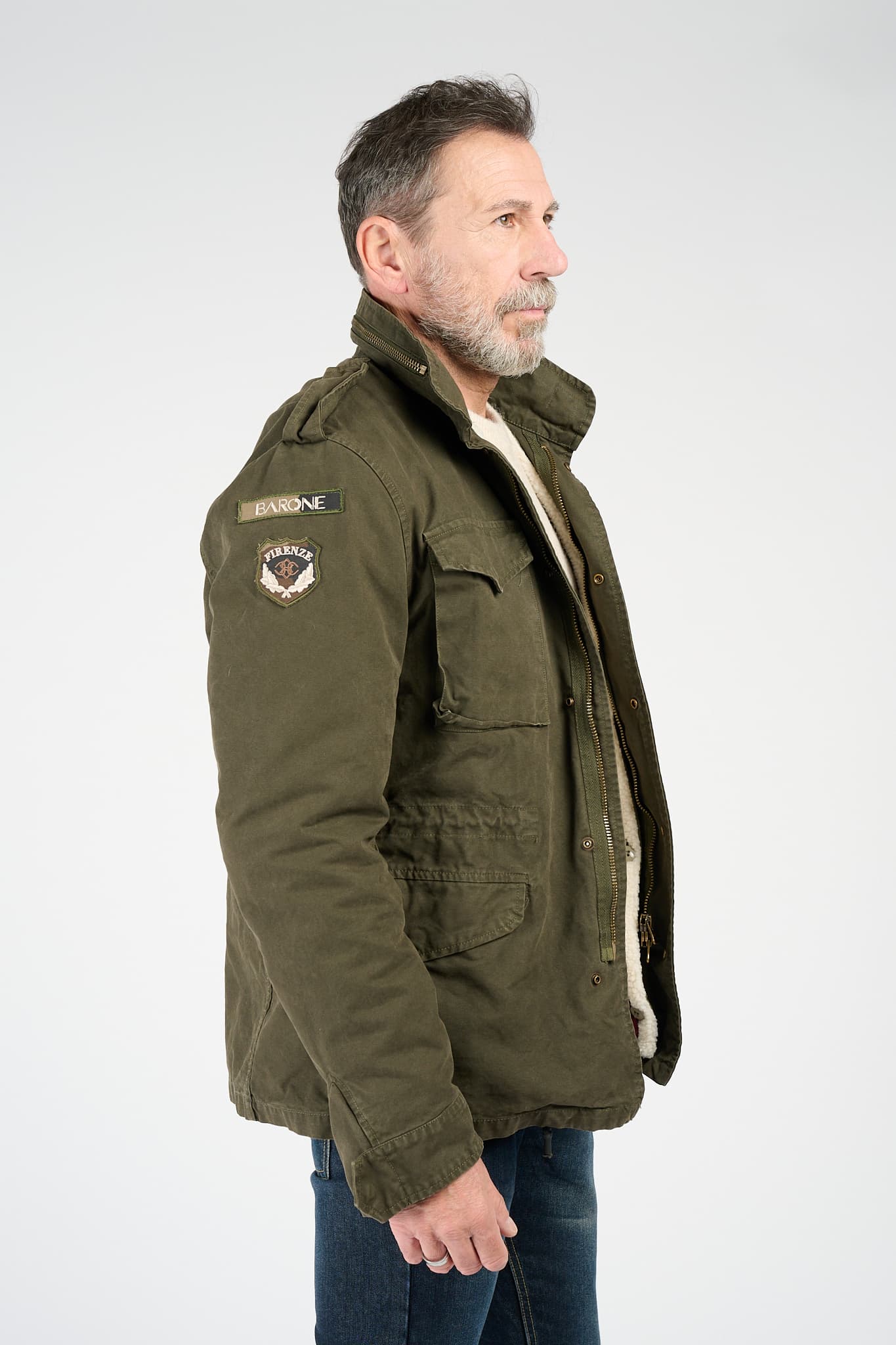 Parka Uomo Sahariana Eco-montone Patch - Barone Firenze