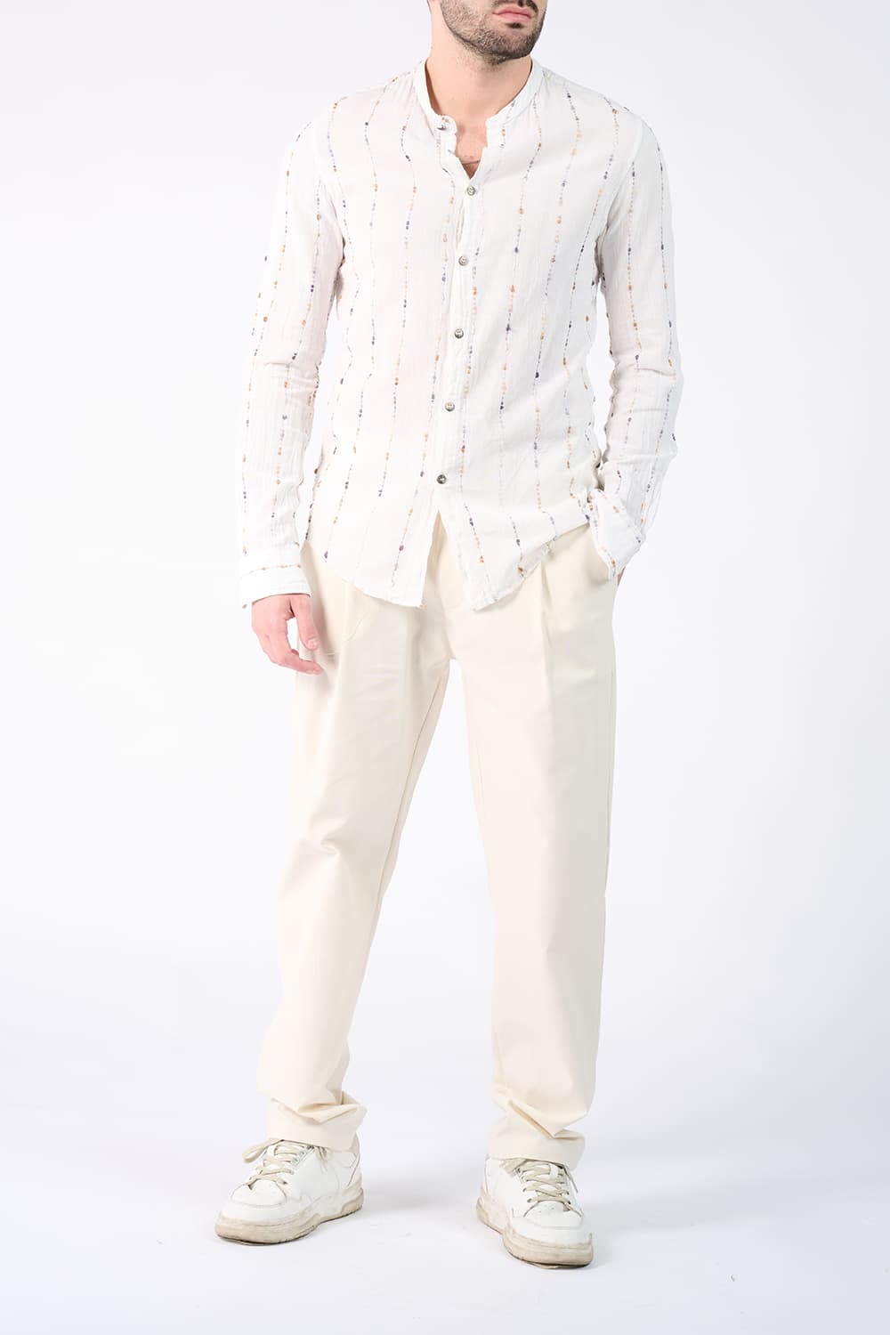 Camicia Coreana Cotone Tramata - Barone Firenze