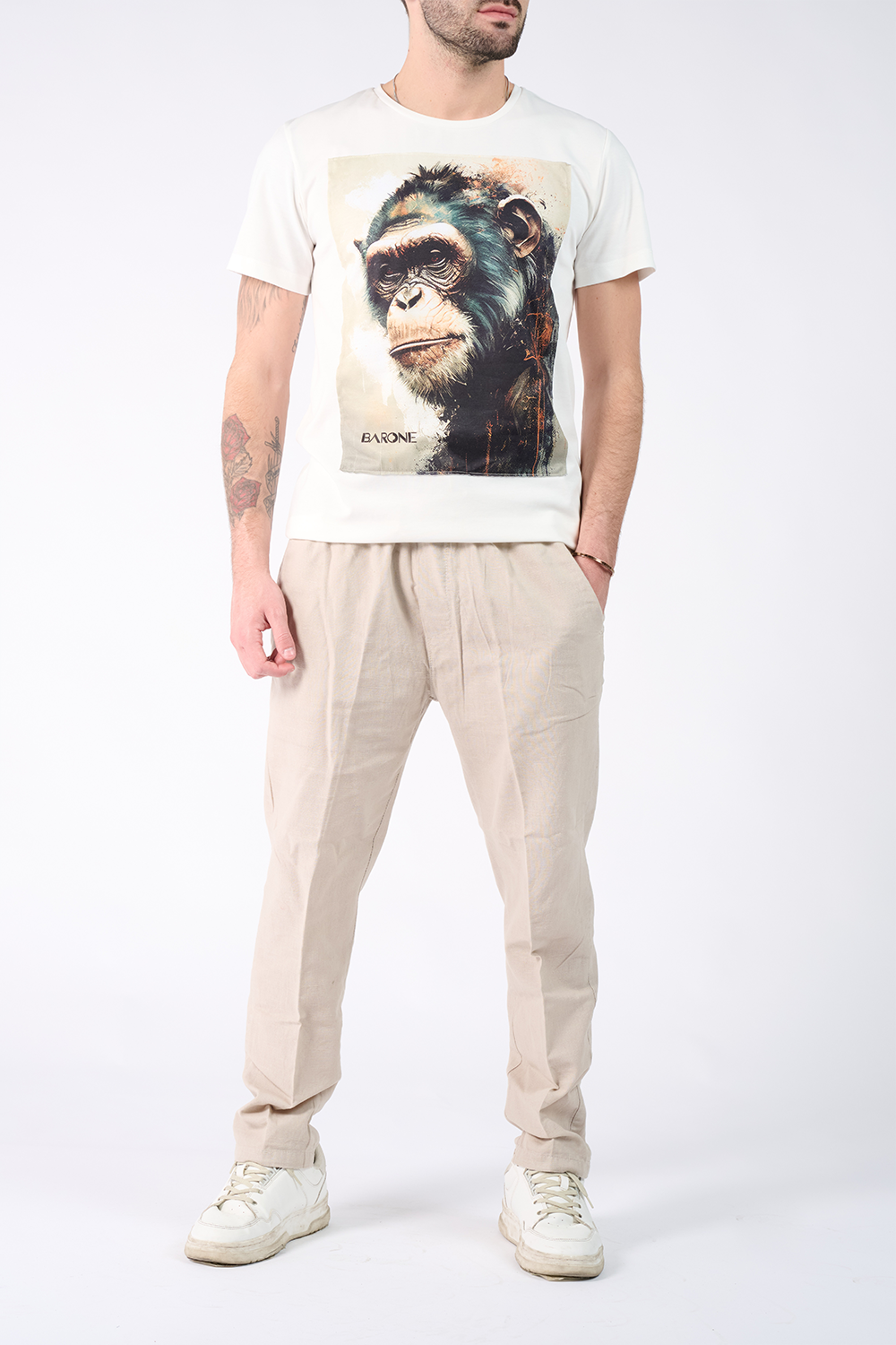 T-Shirt Uomo Stampa Monkey - Barone Firenze