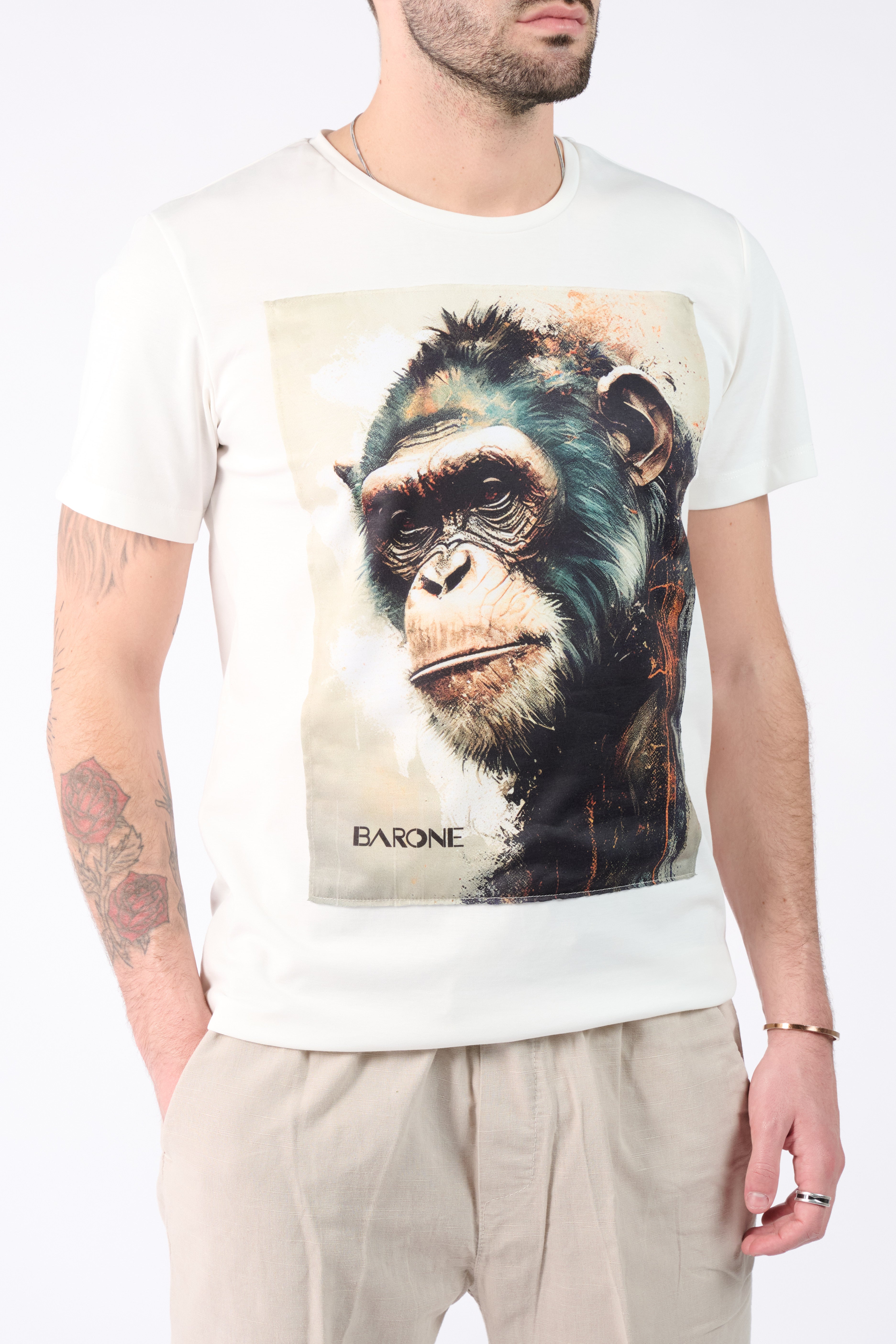T-Shirt Uomo Stampa Monkey - Barone Firenze