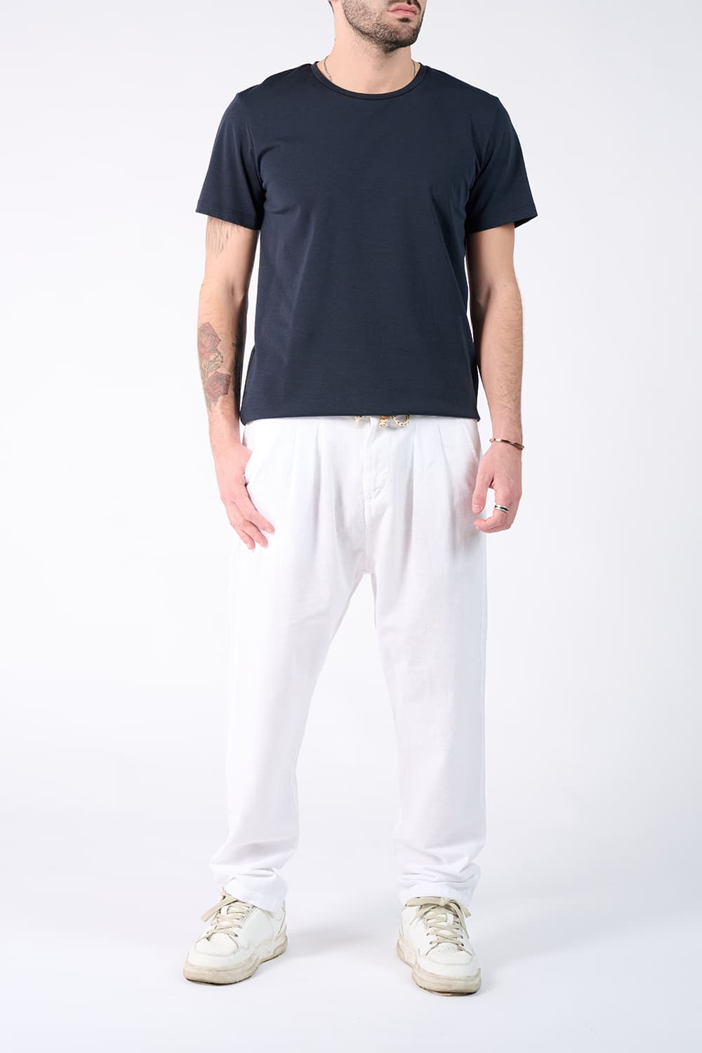 T-shirt Barone Ricamo Back New e Pantaloni Lino - Barone Firenze