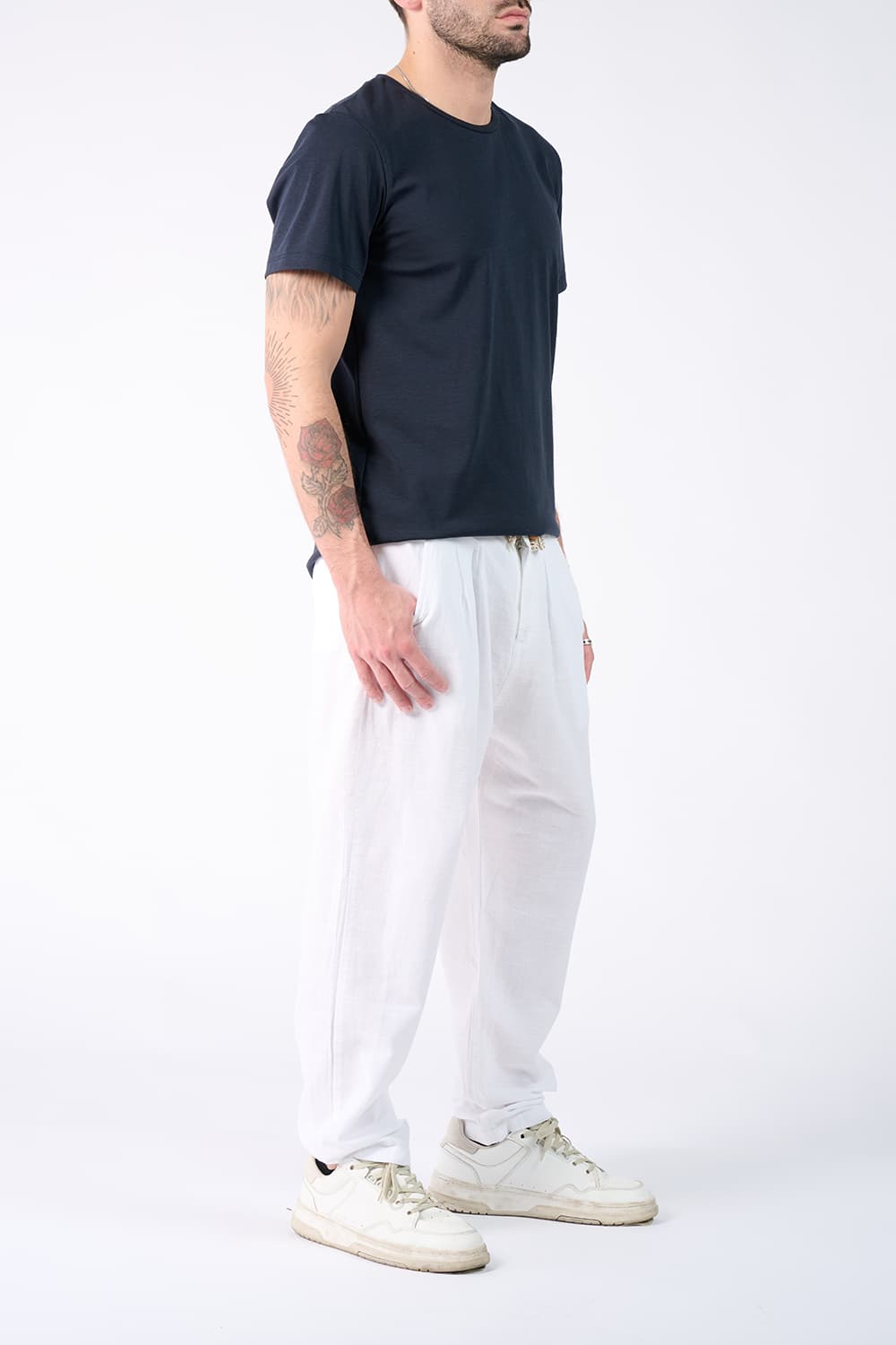 T-shirt Barone Ricamo Back New e Pantaloni Lino - Barone Firenze