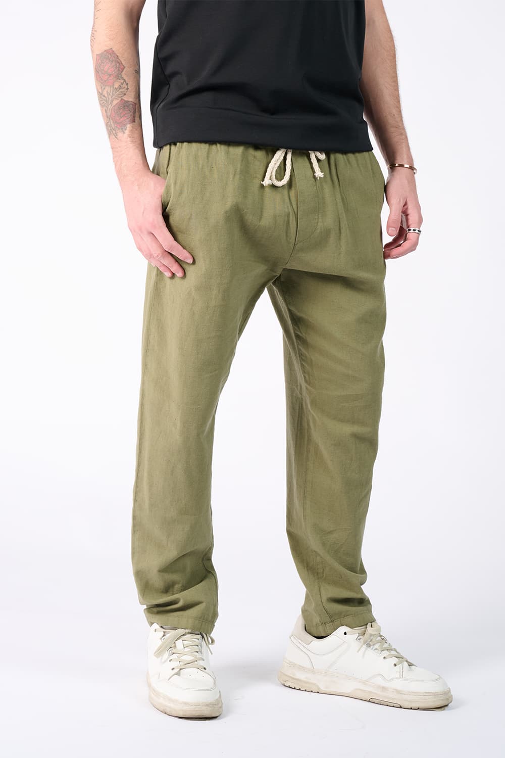 Pantaloni Lino con Elastico