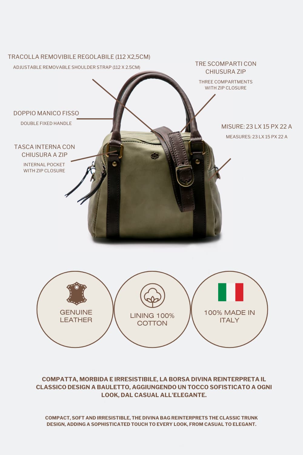 Divina borsa donna 100% vera pelle Made in Italy - Barone Firenze