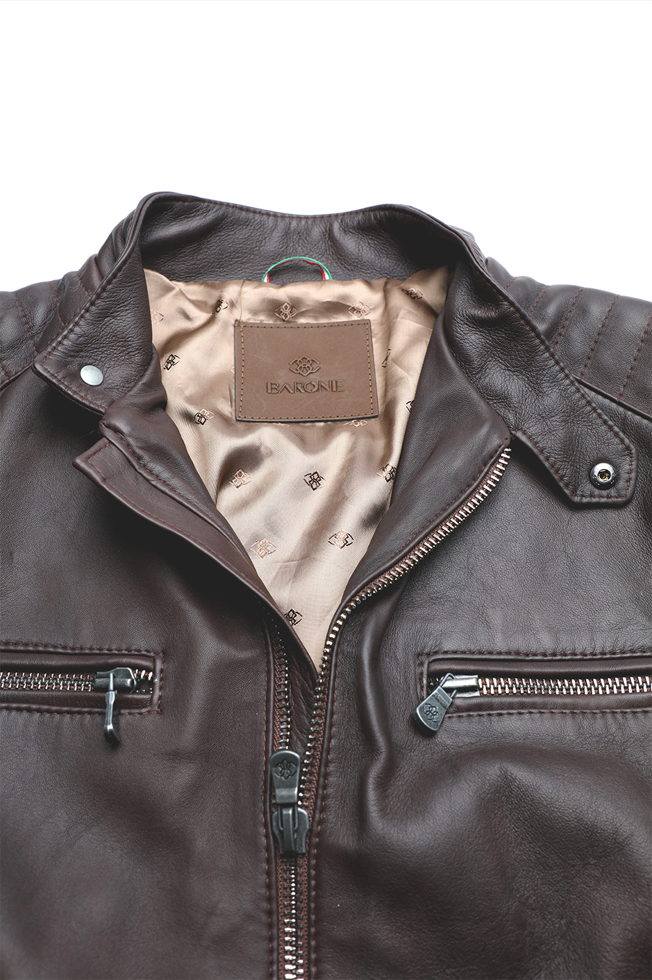 Michele Leather Jacket with Stitching