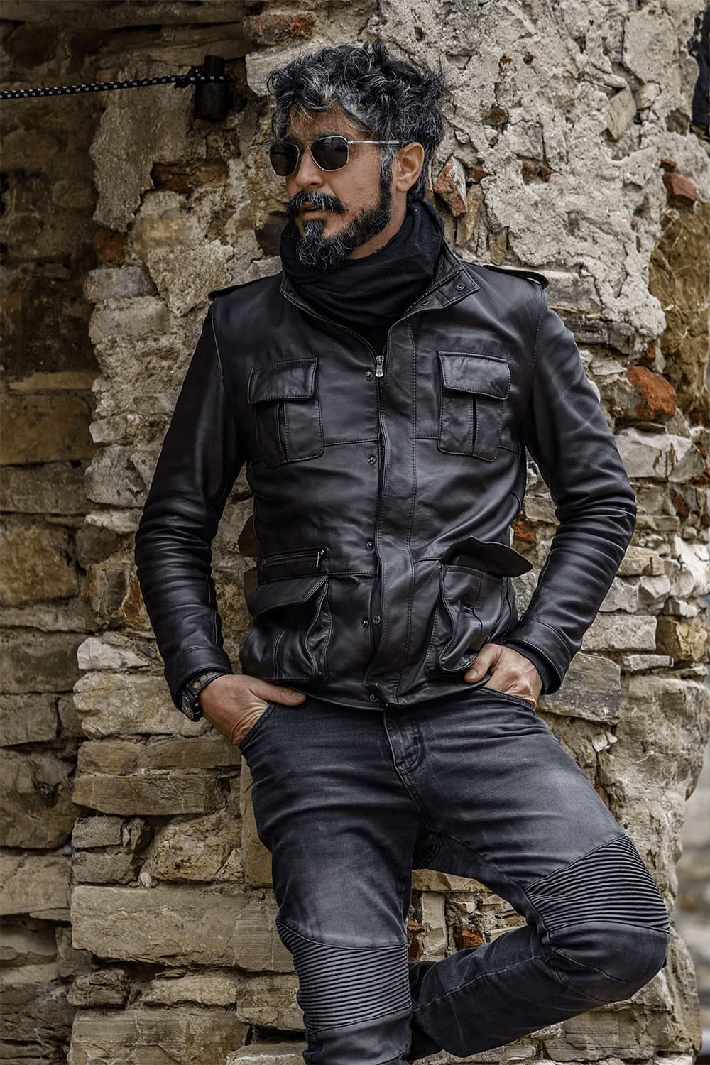 Francesco Sahariana Testa di Moro giacca uomo 100% vera pelle Made in Italy - Barone Firenze 