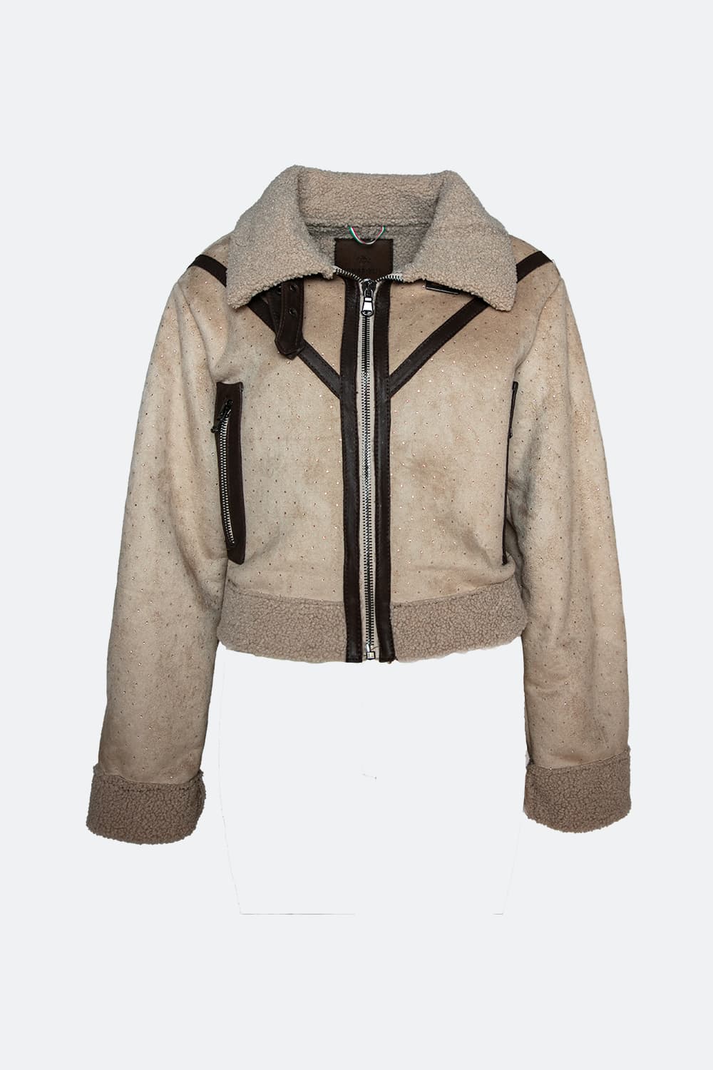 Ginevra Shearling Style Beige e Testa di Moro giacca donna Made in Italy - Barone Firenze