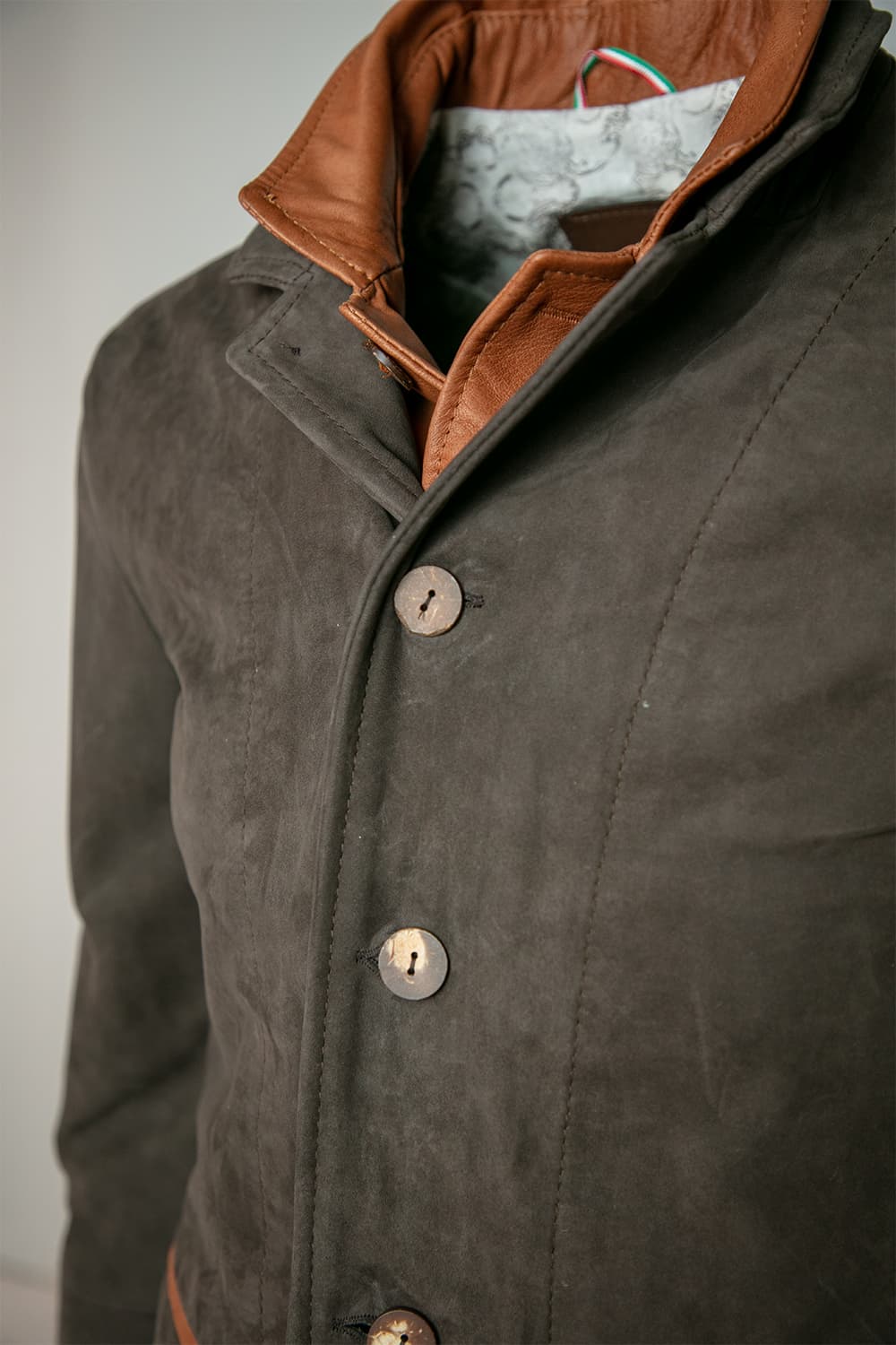 Renga Nabuk Bicolore giacca uomo 100% vera pelle Made in Italy - Barone Firenze
