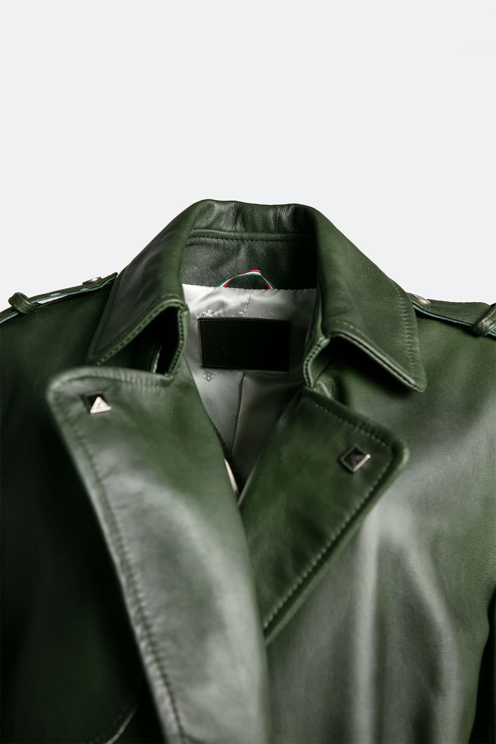 Trench donna Verde 100% vera pelle Made in Italy - Barone Firenze